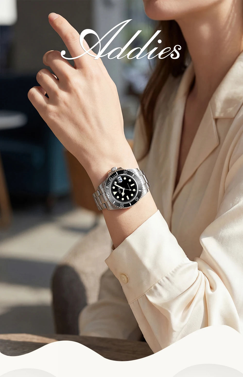 ADDIES Luxury Women's Watches Elegant Classic 36mm Business Ladies Watch BGW9 Luminous Waterproof Steel Quartz Woman Watches