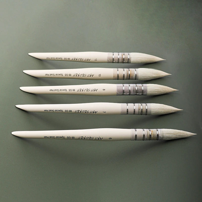 Artsecret 1PC High Grade 88GS Goat Hair Wooden Handle with Cut Tip Soft Head Watercolor Art Brush Painting Tool Artist Supplies