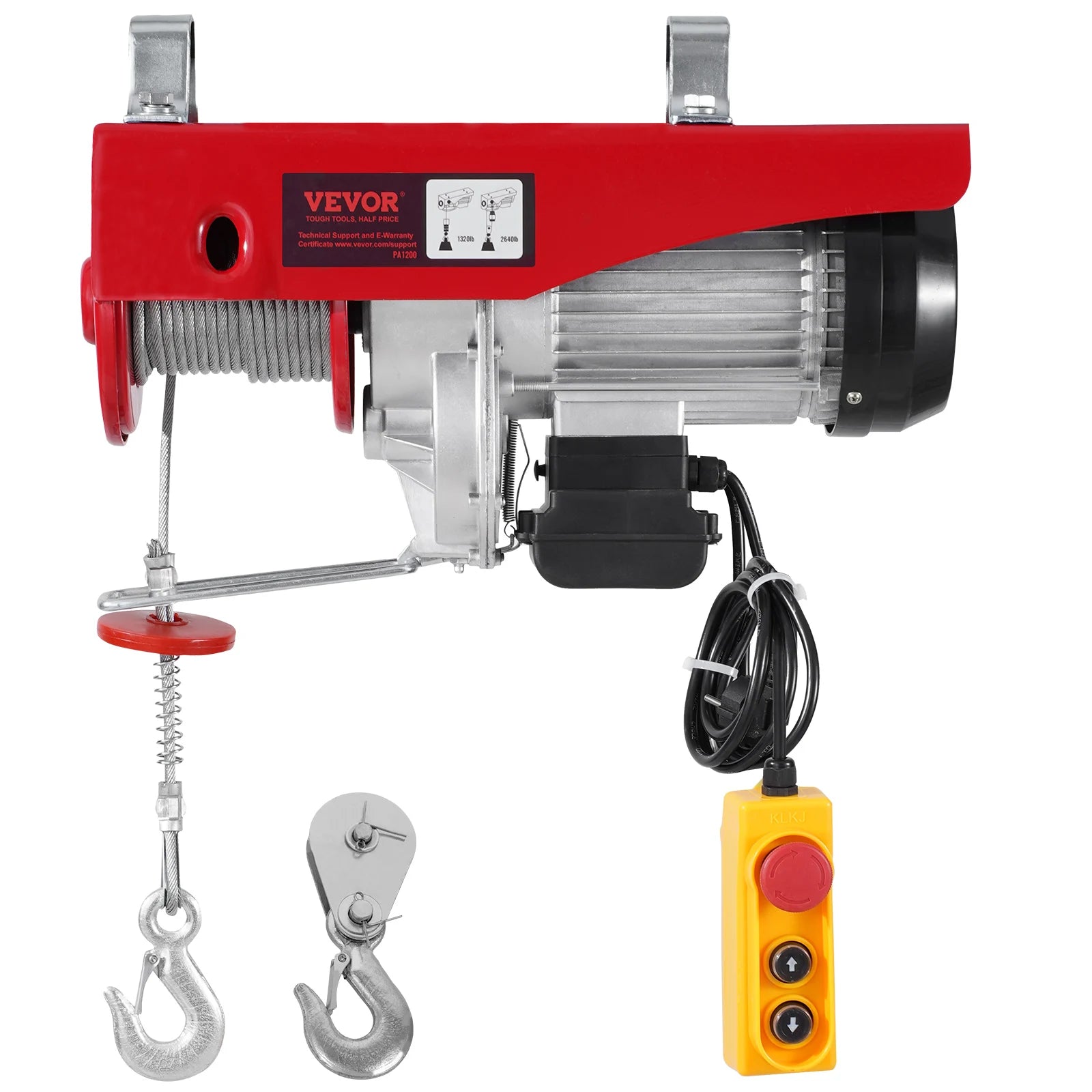 SucceBuy 2640Lbs Electric Hoist Winch 230V with 14ft Wired Remote Control 40ft Single Cable Lifting Height Lift Hoist for Garage Main image