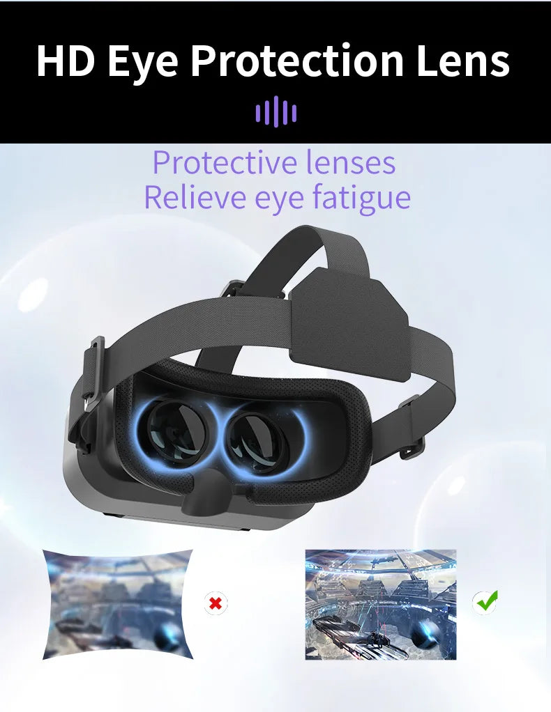 VR Glasses 3D Virtual Reality Headset Devices Helmet Lenses Goggles Smart For Smartphones Phone Cell Mobile Game Viar Viewer Set