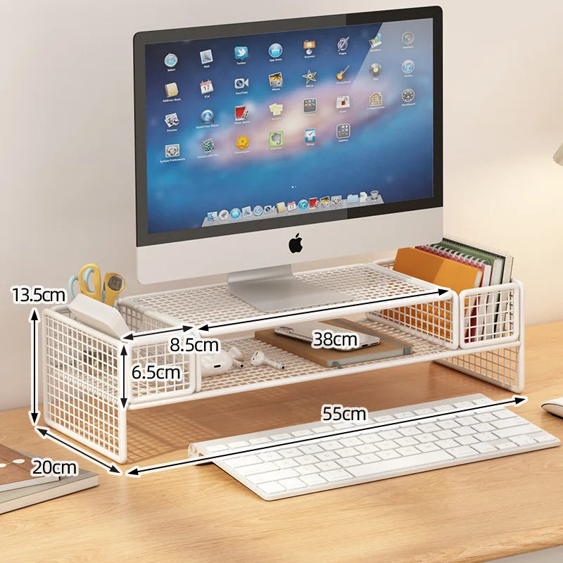 Height Adjustable Computer Stand Desk Monitor Laptop Cooling Rack Suspended Bracket Office Storage Solution