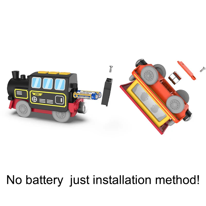 Kids Electric Train Set Locomotive Magnetic Train Car Diecast Slot Toy Fit for Wooden Train Railway Track Toys for Children Gift