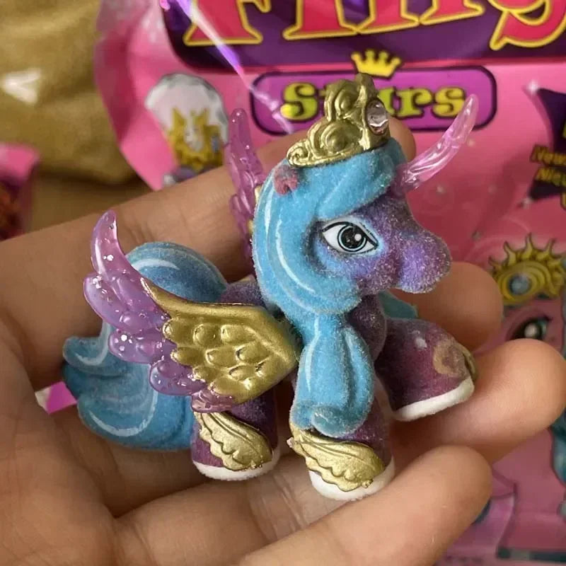 Filly Pony Doll Toy Flocking Stars Butterfly Cute Action Figure Collectible Blind Bags Children Birthday Gifts