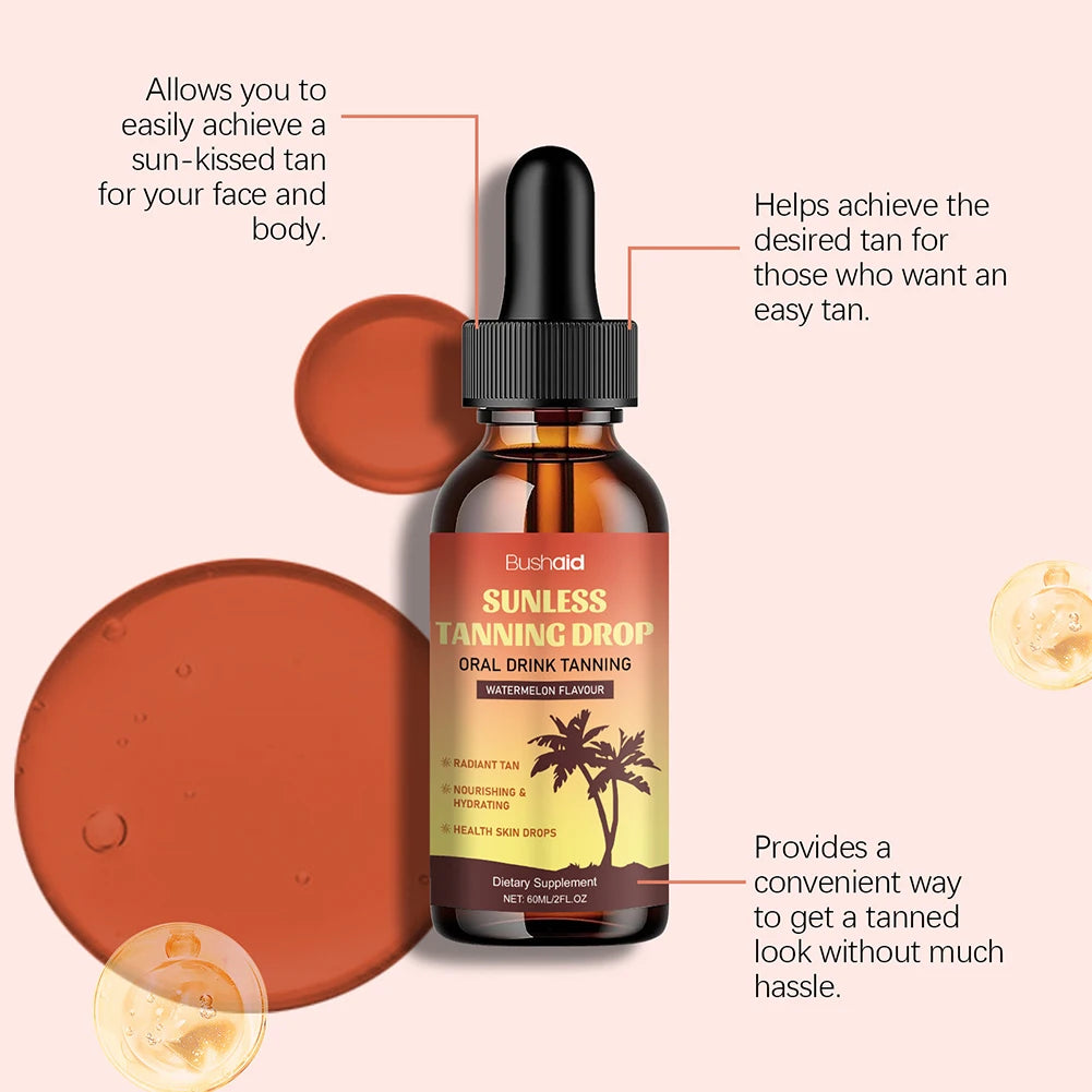 60ml Oral Drinkable Sunless Tanning Drops Self-Tan Drinking Drops Nourishing Self Tanner Nourishing Self Tanner Drops