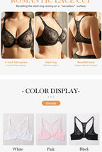 Front Button Women's Bra Lace Sheers Unpadded Sexy Lingerie BH Tops Flower knitting Brassiere Underwire Underwear Plus Size Bras