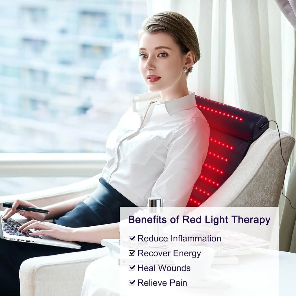 Red Light Therapy Mat with Neck Support Far Infrared for Neck Back Shoulder Knee Pain Relief Muscle Relax Home Use Spa Massager