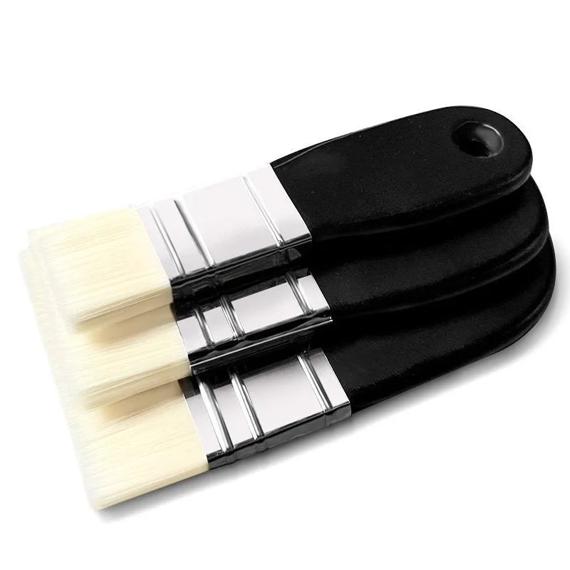 3 Pcs Oil Painting Nylon Pen Set Gouache Acrylic Small/Medium/Large Sizes Flat Head Brush Wood Handle Painting Tools for Fine