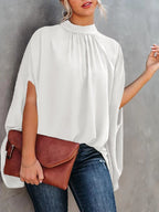 Casual Loose Women's Blouse Fashion Batwing Sleeve Print O-neck Shirts Top Spring Summer Office Lady Blouses Elegant Tops 2024
