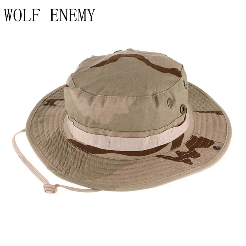 Multicam Tactical Fisherman Hats Foldable Outdoors Sniper Camouflage Fishing Cap Outdoor UV Sunscreen Panama Hunting Bucket Hat
