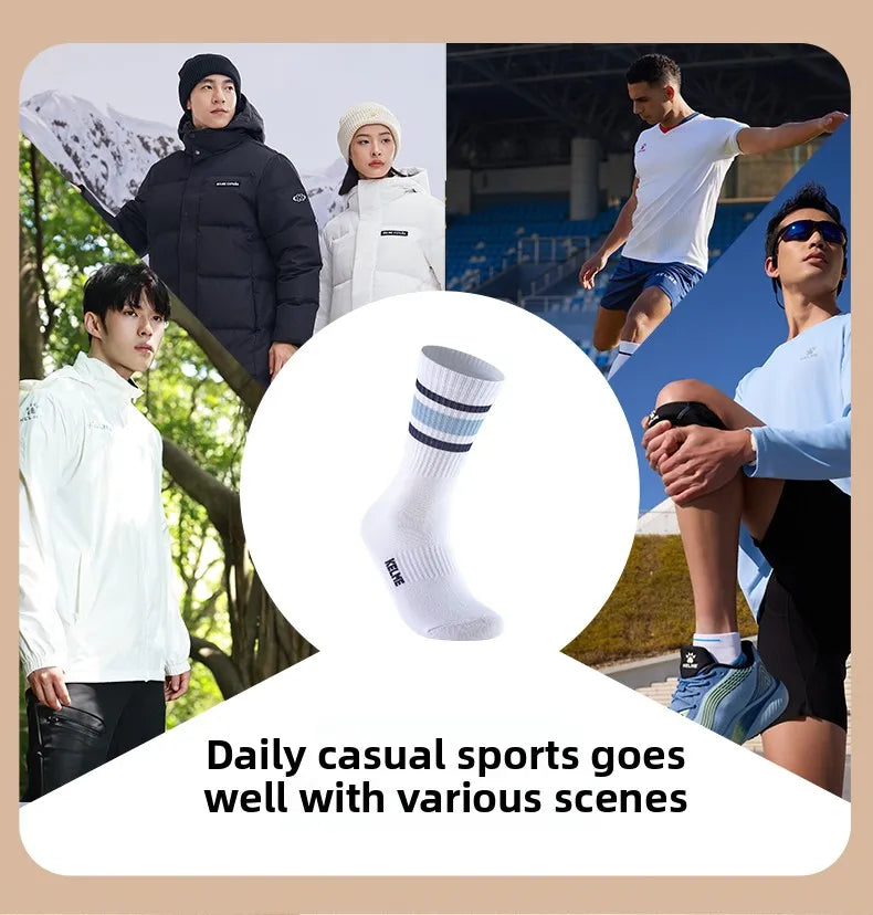 Kelme Men's Mid Length Socks 3 Pairs Of Casual Socks Sweat Absorbing And Breathable Sports Socks Running Speed Dry Socks