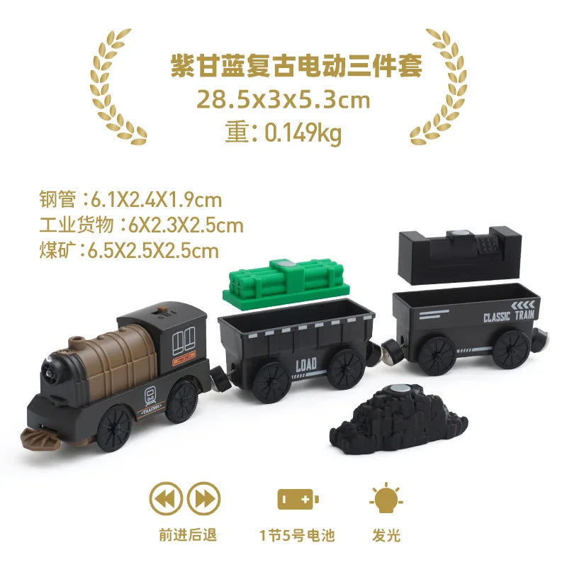 new Wooden Railway Track Set Electric Train Magnetic Car Diecast Slot Fit All Brand Biro Wood Track Assemble Toy Boy Gift
