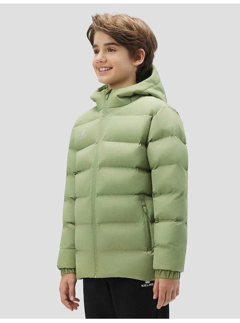 Kelme Children's Warm Cotton Jacket Winter Football Training Cotton Jacket Student Sports Down Jacket Coat