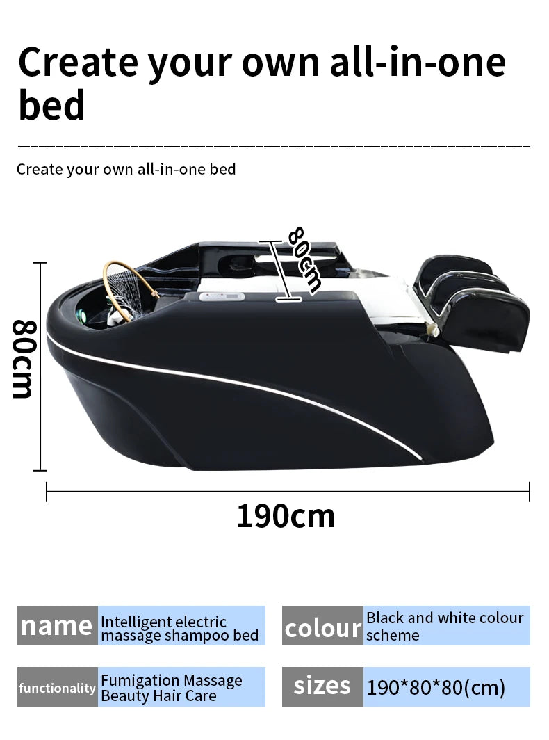 Salon Head Spa Shampoo Massage Bed Synthetic Leather Head Therapy Bed Automatic Massage Shampoo Chair Hair Spa Equipment Durable