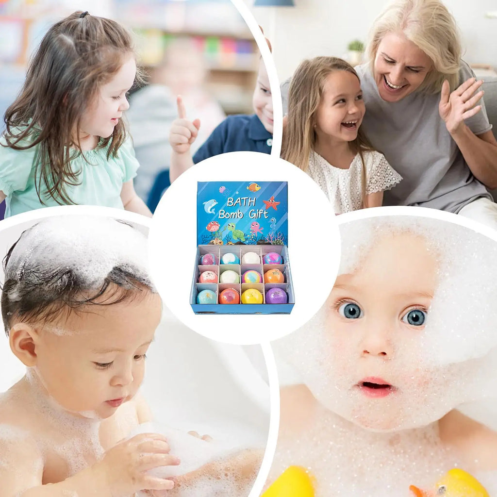 12pcs Kids Bath Bombs With Surprise Sea Animal Toys Inside Ocean Bath Salt Balls unique relieve fatigue Safe Ingredients