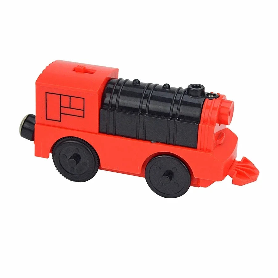 Magnetic Electric Train Car Locomotive Wooden Track Slot Diecast Railway With Two Carriages Train Wood Kid Toy Biro Leduo Track