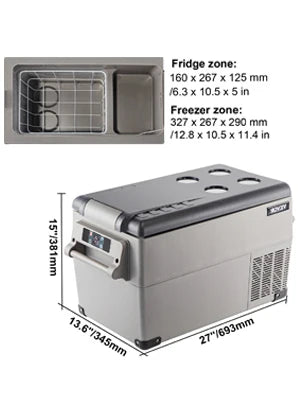VEVOR Car Refrigerator Portable Compressor Cooler 35-55L Mini Fridge Freezer 12/24V DC 110-240V Ice Box for Camping Picnic Frige