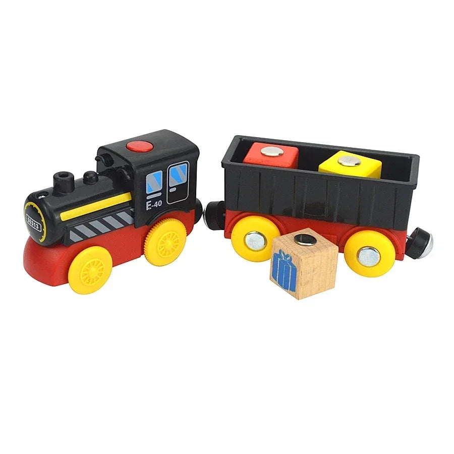 Wooden Train Toys Train Track Magnetic Set Electric Car Locomotive Diecast Slot Fit All Wood Brand Biro Railway Tracks For Kids