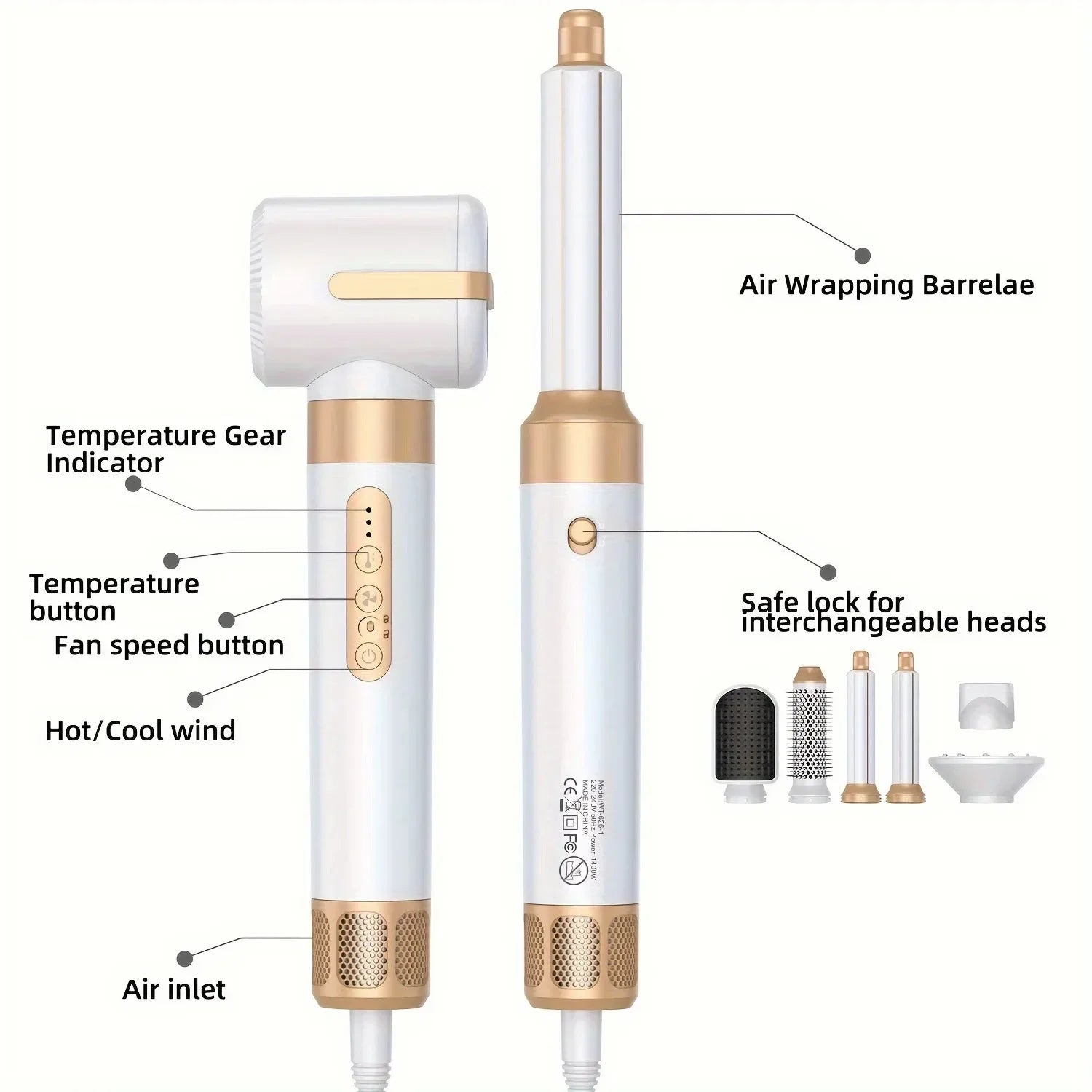 Tinsol 7 In 1 Hair Dryer Brush Brushless High Speed Hair Dryer with Diffuser Ionic Blow Dryer Hot Air Styling Comb Hair Curler Secondary image