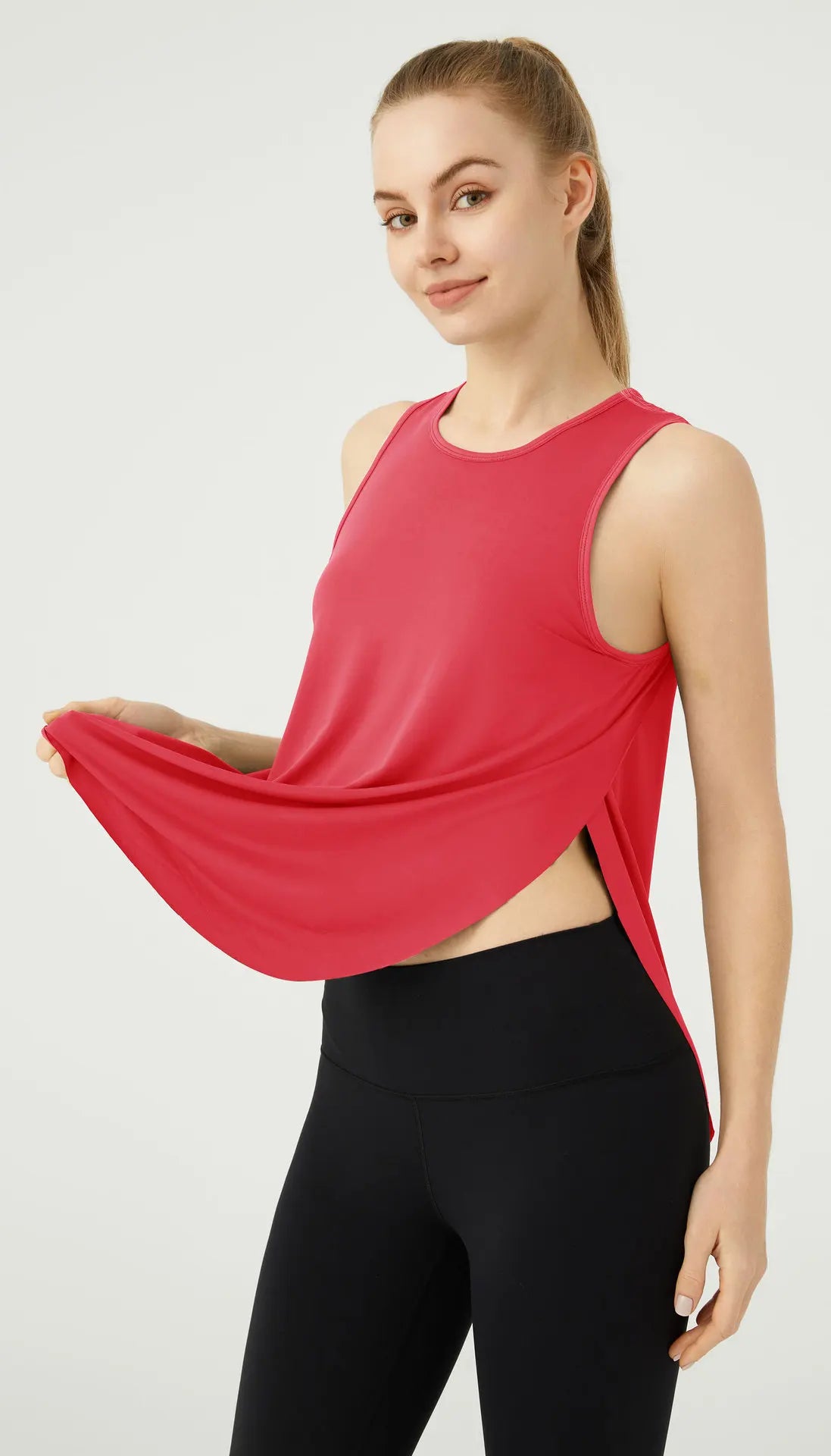 WANAYOU Sleeveless Women Yoga Shirts Quick Drying Sports Tank Tops Workout Running Vest Breathable Round Neck Gym Shirts
