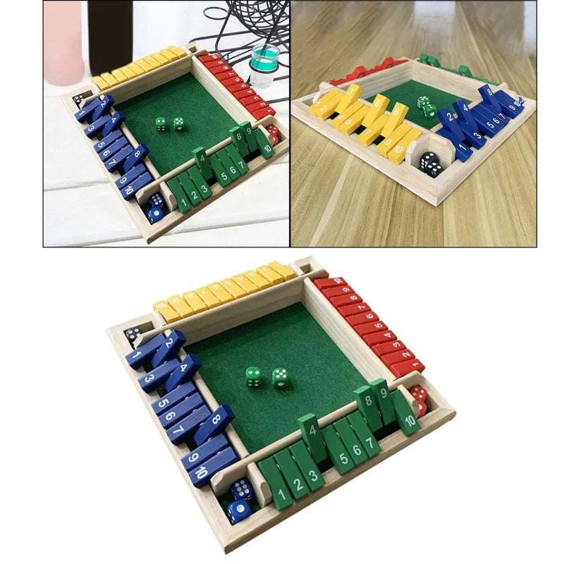 Four-Sided Flip Card Games Intellectual Educational Game Box Dice Toys Parent-Child Games Shut Wooden Number Game Board Games