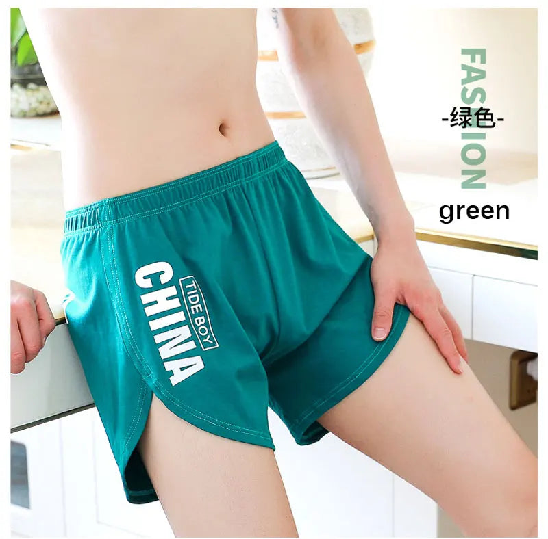 Fashion Loose Men's Underwear 100%Cotton Soft Mid Waist Arrow Pants Breathable Underpants Boys Large Size Boxer Shorts Sleepwear