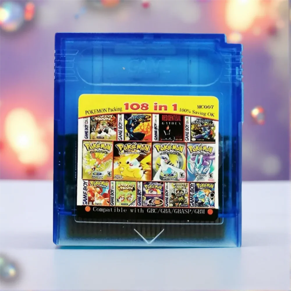 GBC Game Combo Pokémon Series 61in1 108in1 Game Video Game Cartridge Card, English Version for GBC/GBA/SP/GBM