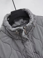 Autumn Winter Women Standing Collar Light weight Sleeveless Cotton Coat Vest Women Pocket Decoration Tank Top