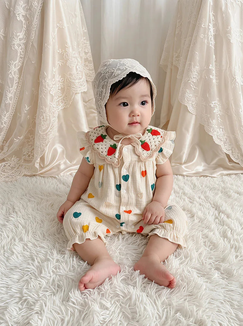 MILANCEL Summer Baby Rompers 0-24M Sweet Love Toddler Jumpsuit Thin Ventilate Infant Clothes Carrot Girls One Piece Main image