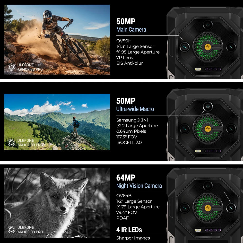 【2025 New】Ulefone Armor 33 Pro 5G Rugged Phone Smartphone Android 14 32GB+512GB 25500mAh Night Camera 64MP NFC Loud Speaker