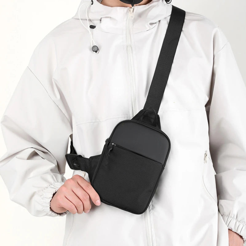Men Waterproof Sling Chest Pack Fashion Small Black Crossbody Shoulder Zipper Bag Travel Workout Handbag Messanger Bag for Men