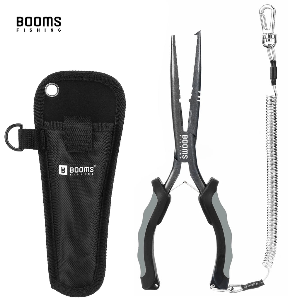 Booms Fishing F03 Fisherman's Fishing Pliers 23cm Long Nose Hook Remover Tool Stainless Steel Line Cutter Scissors Fishing Tongs
