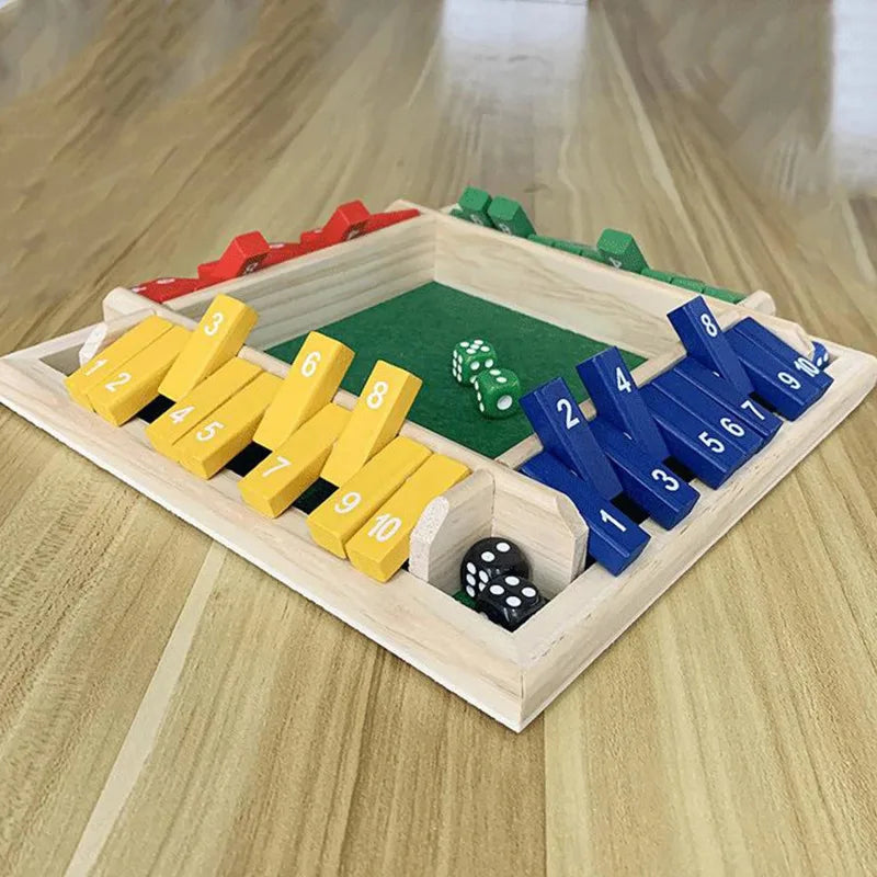 Four-Sided Flip Card Games Intellectual Educational Game Box Dice Toys Parent-Child Games Shut Wooden Number Game Board Games