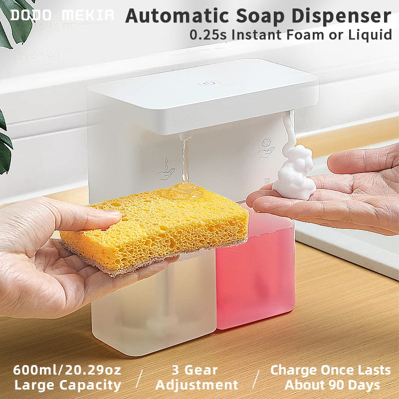 New Automatic Dishwashing Liquid Sensor Kitchen Double Head Gel Foam Hand Sanitizer Soap Dispenser Wall Hanging Main image
