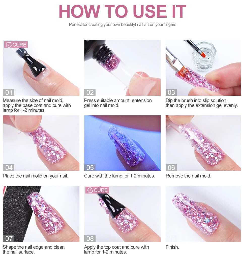limegirl 15ml Extension Nail Gel Set 6W LED Lamp Full Manicure Set Finger Extend Mold Nail Kit All For Quick Extension Tool Kit
