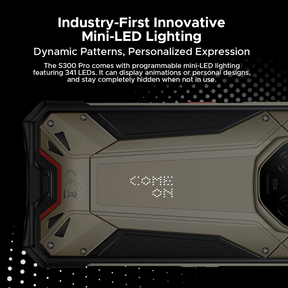 World Premiere DOOGEE S300 Pro Rugged Phone 48GB+512GB Dimensity 8300 6.78" FHD+ 11000mAh Battery 66W 200MP Camera Android 16