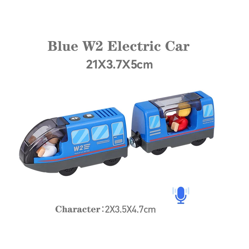 Kid Magnetic Electric Train Car Locomotive Wooden Track Slot Diecast Railway With Two Carriages Train Wood Toy Biro Leduo Track