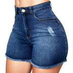 Women's High Waist Butt Lifting Denim Shorts Frayed Hem Stretchy Bodycon Jeans Shorts Sexy Summer Club Hot Pants Streetwear 2026