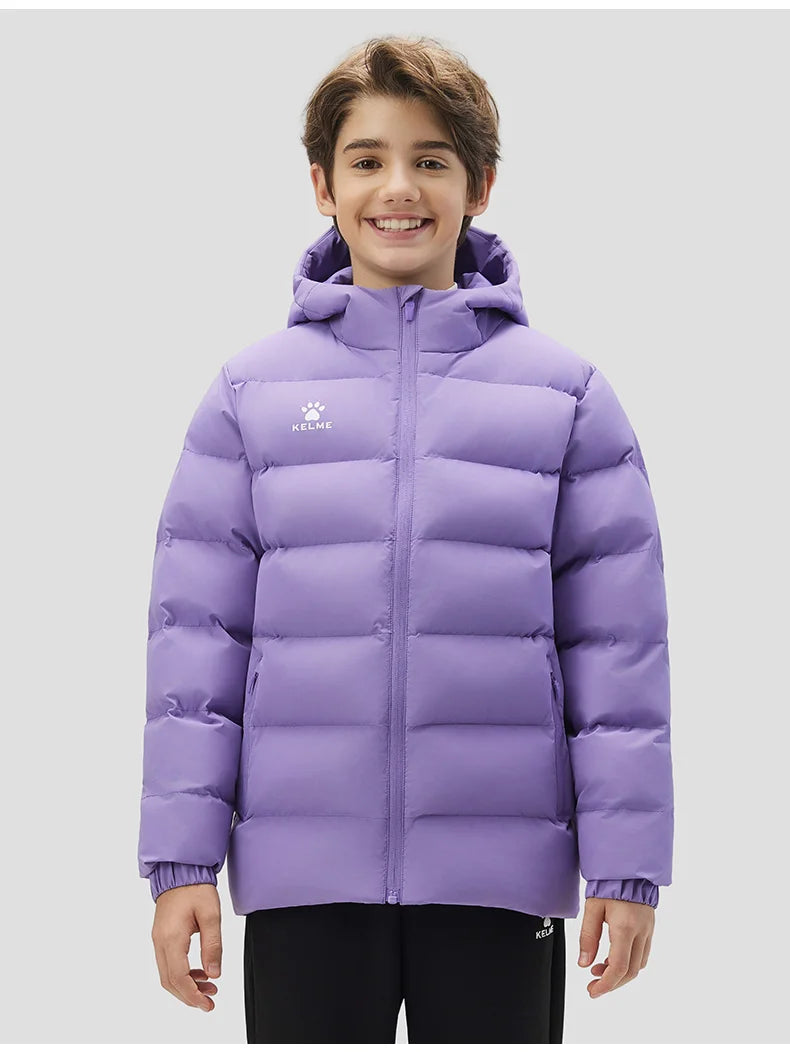 Kelme Children's Warm Cotton Jacket Winter Football Training Cotton Jacket Student Sports Down Jacket Coat