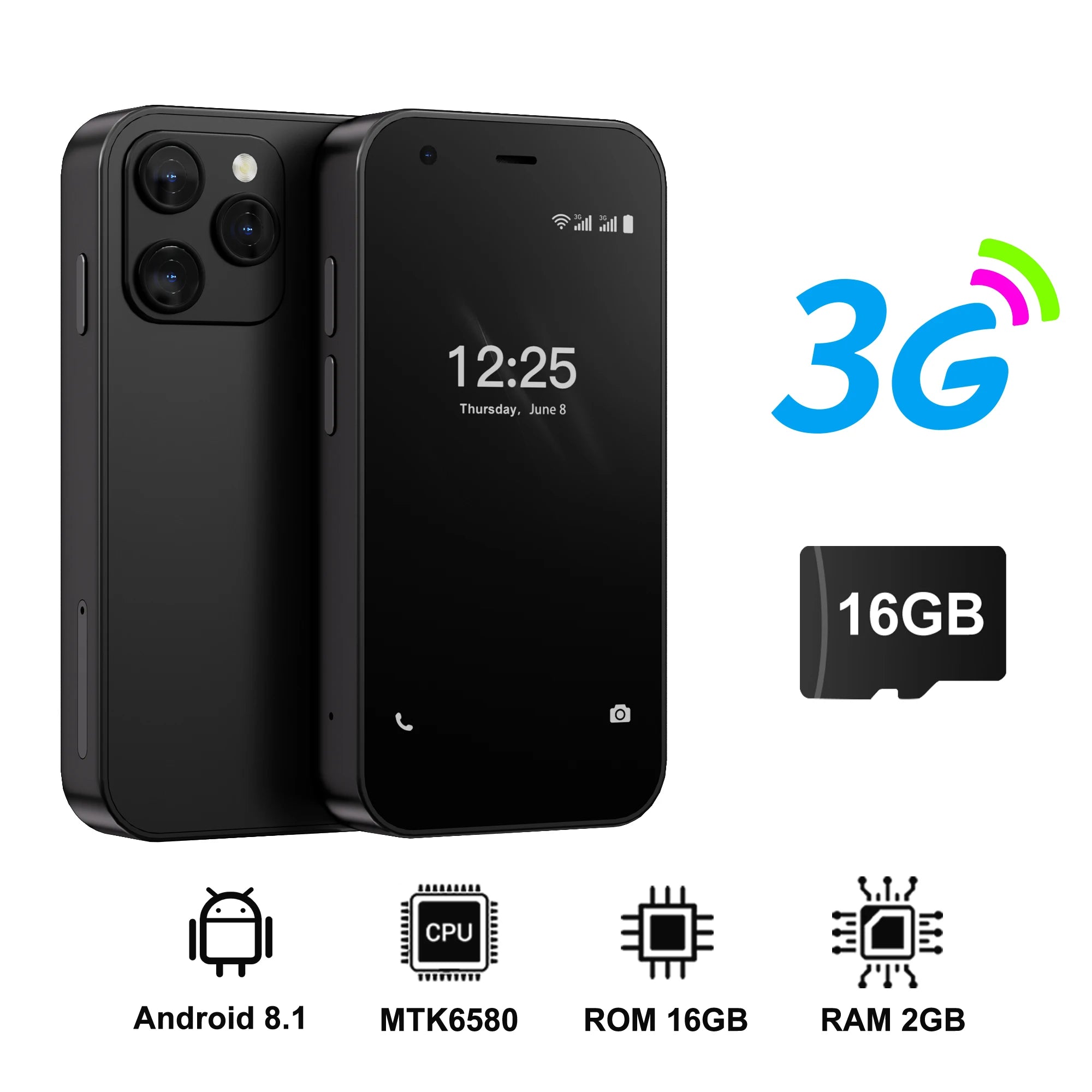 SERVO 15SE Super Mini Smartphone Android System 2GB+16GB Play Store Wifi Dual SIM 3.0" Small Pocket Cheap Smart Phones 3G WCDMA