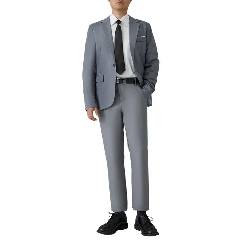 S-8XL Suit Men's Fashion Casual Outdoor (Blazer+ Pants) Gentleman Business Wedding Slim-fit Formal British Style Wedding Suit