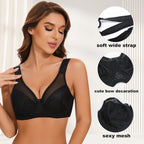 Sheroine Plus Size Women's Lace Floral Minimizer Bra, Underwire Full Coverage Unpadded Bras for Women Lifting Support Comfort