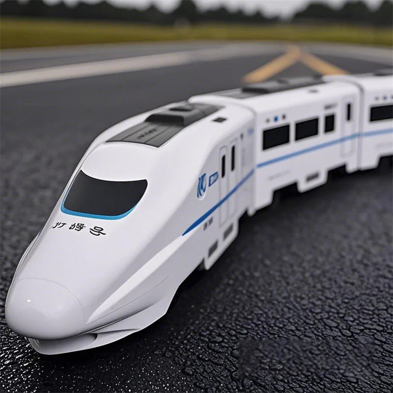 Kids DIY Simulation High Speed Railway Train Toy Car Electric Sound Light Model Train Educational Toys for Boys Girls Gift