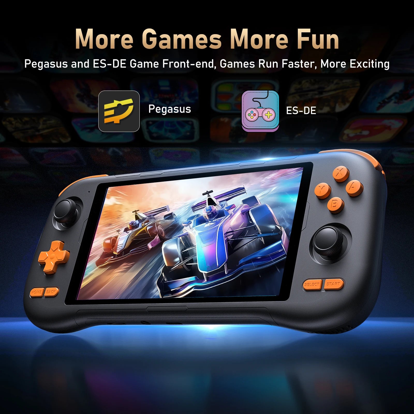 K56 Android 14 portable gaming console with 5.5-inch touchscreen and over 50 retro video game emulators for DC/MAME/SS