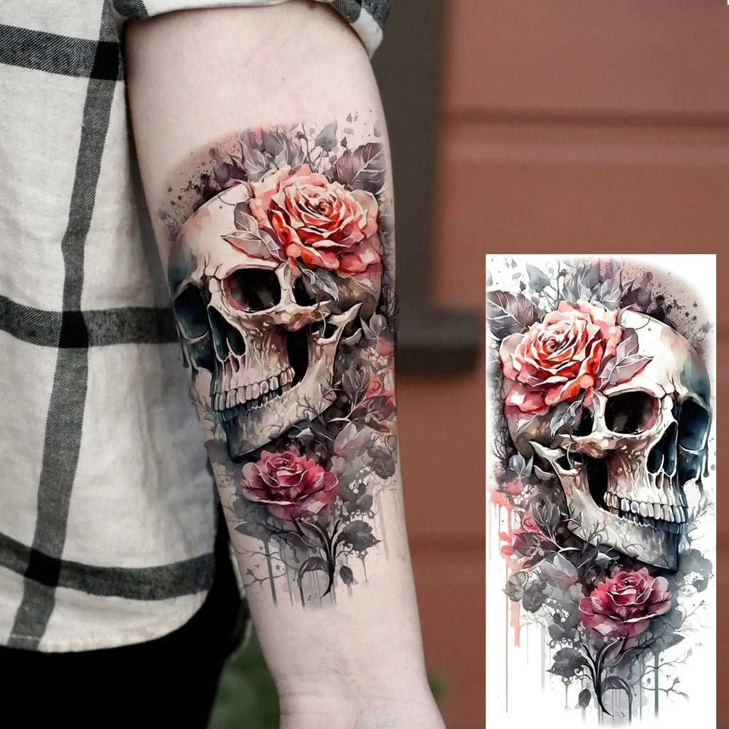 1 Sheet Unique Watercolr Lion Tiger Animals Temporary Tattoos Long Lasting Waterproof Fox Owl Fake Tattoo Sticker Body Art Tatoo