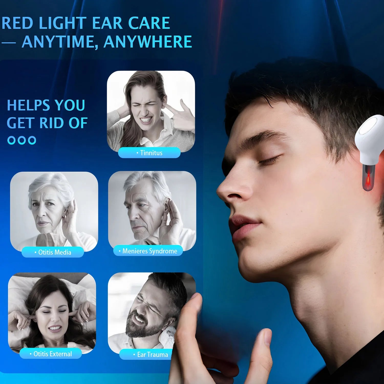 1Pcs Painless 650nm Red Light Otology Laser Therapy Device - Ear Care Instrument for Tinnitus, Otitis Media & Deafness