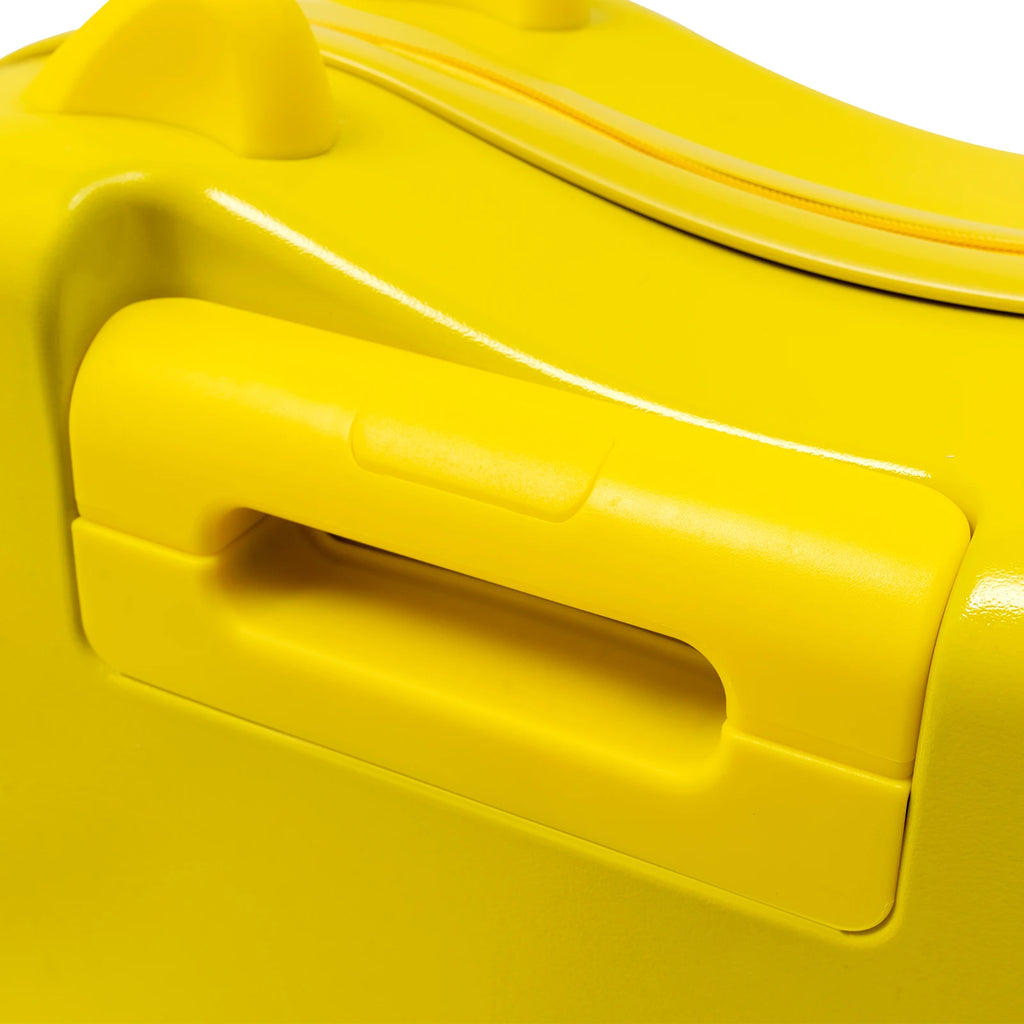 18 Inch Ride-On Suitcase, Cute Luggage with Internal Mesh Pocket, Storage Box with Swivel Casters for Short Trips, Yellow