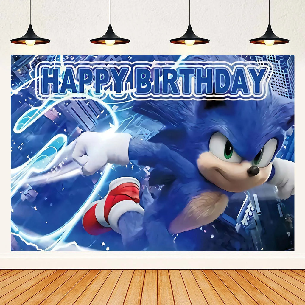 Sonic Birthday Party Decoration Game Hedgehog Balloons  Action Figure Party Paper Plate Towel Cup Tablecloth Toy Kid Gifts