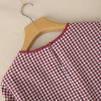 ZANZEA Women Summer Plaid Patchwork Blouse 3/4 Flare Sleeve Cut Out Tops Casual Loose Shirt Retro Chemise Female Work Blusas