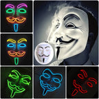 V For Vendetta Mask Cosplay Guy Fawkes Hacker Glowing Mask For Halloween Carnival  Decor Props