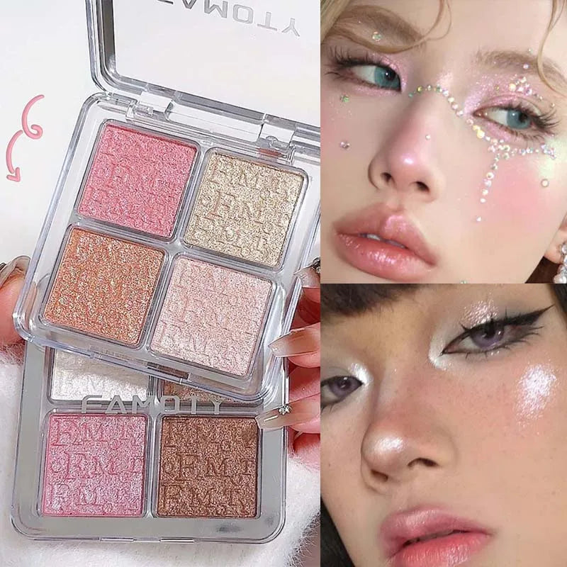 4 Colors Diamond Highlighter Powder Palette Glitter Face Contour Brighten Makeup Shimmer Ultra-concentrated Illuminate Cosmetic Main image